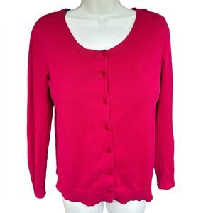 Talbots Raspberry Pink Pima Cotton Cardigan Medium Large M L